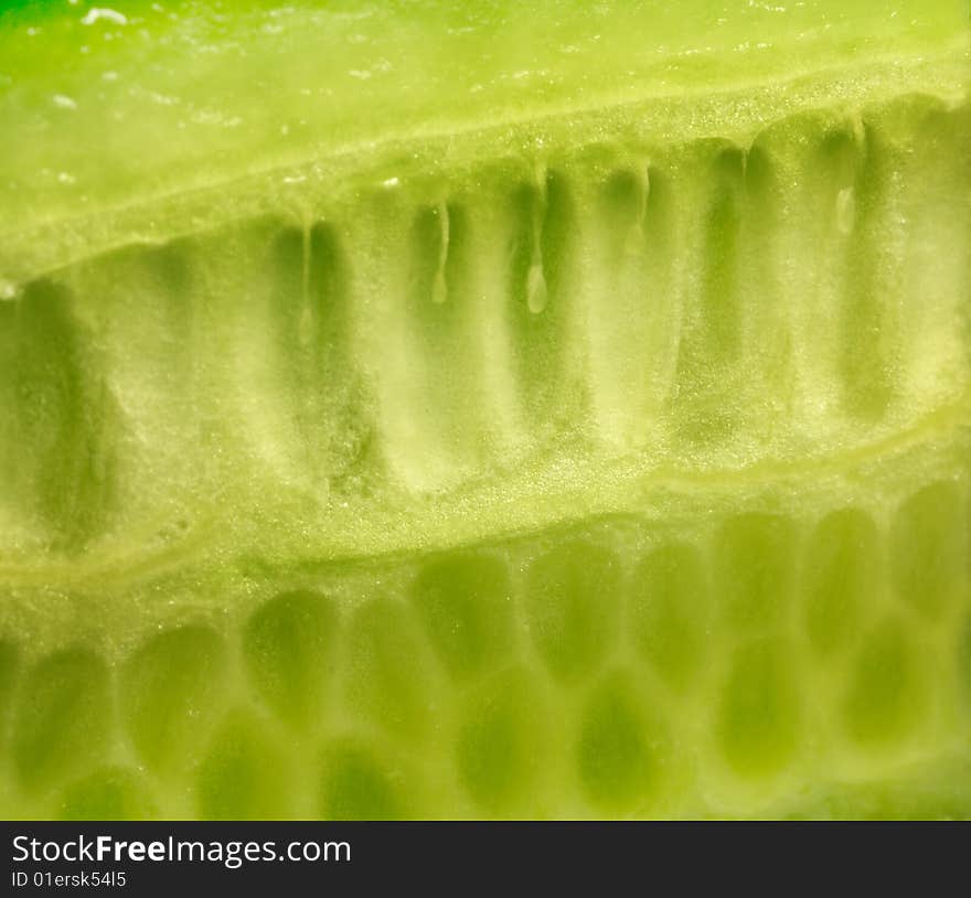 Macrophoto of a core of a cucumber it is light green colour. It is possible to use as a structure or a background. Macrophoto of a core of a cucumber it is light green colour. It is possible to use as a structure or a background.