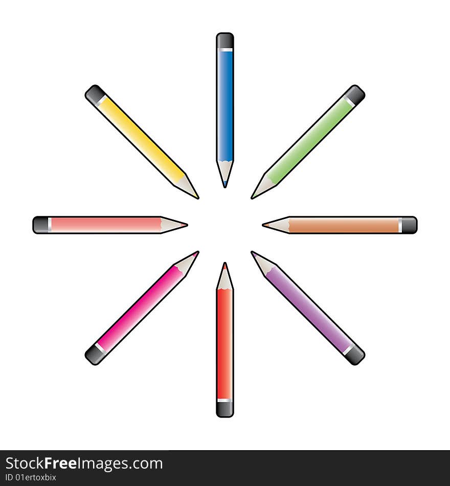 Vector illustration of circle of coloring pencils. Vector illustration of circle of coloring pencils.