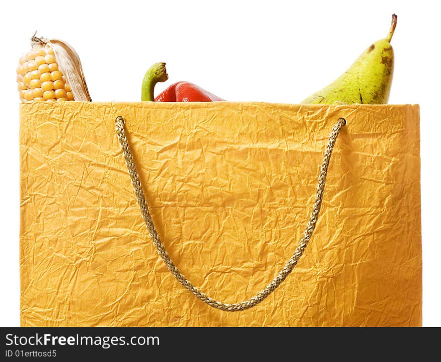 Food in the bag isolated on white