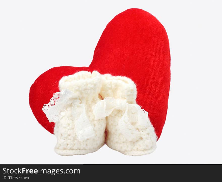 Heart and baby s bootee