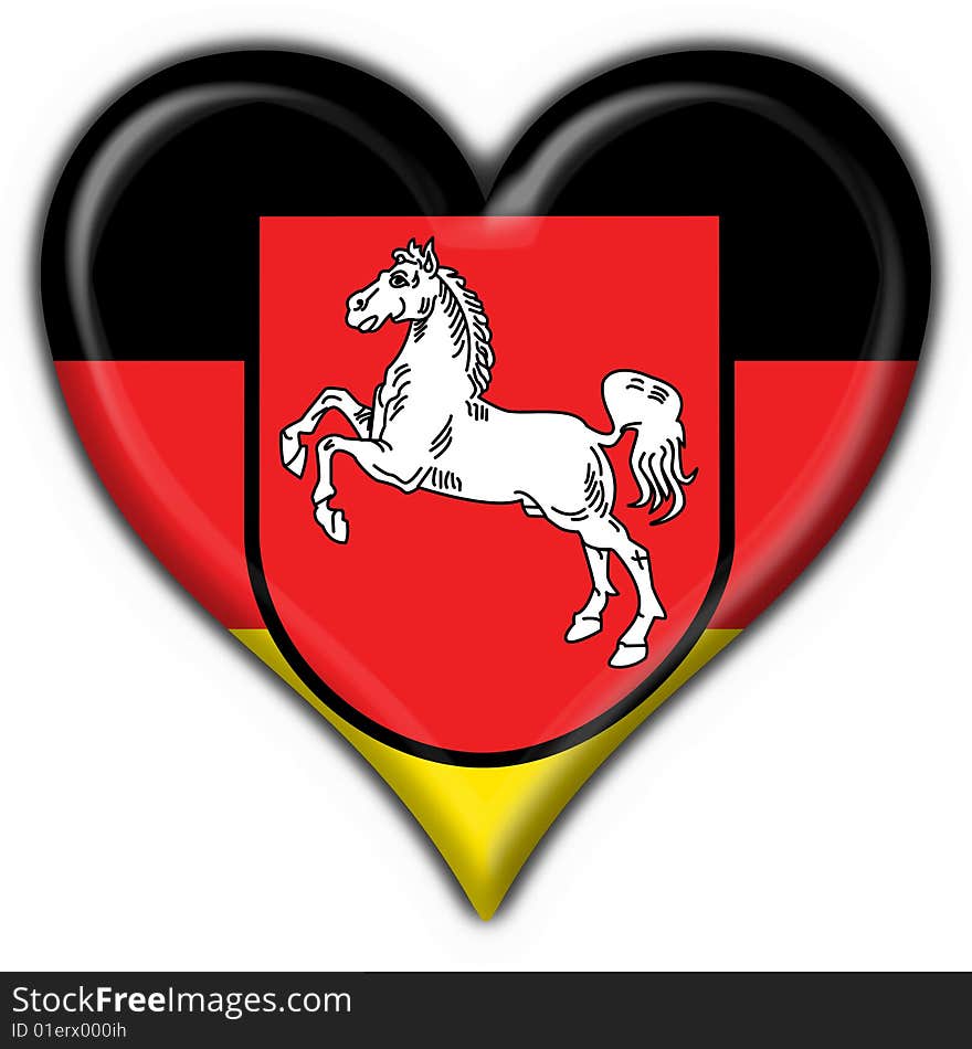 Lower Saxony Button Flag Heart Shape