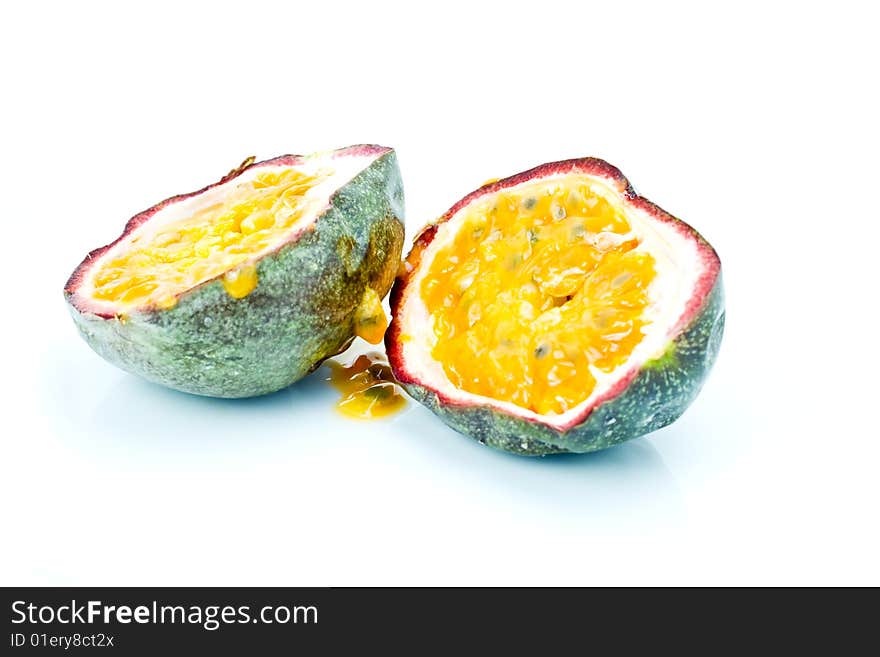 Halved passion fruit