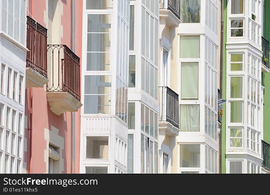 Colorful facades in a Spanish city. Colorful facades in a Spanish city