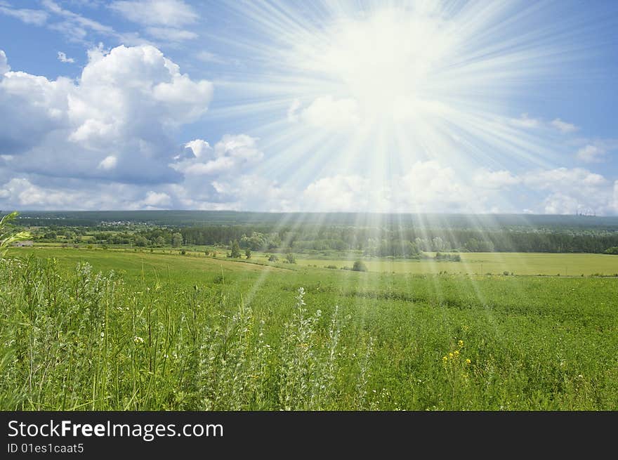 Bright summers day. Non urban sunny landscape