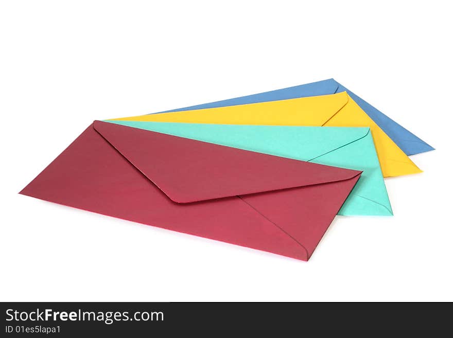 Colorful envelopes isolated on white background