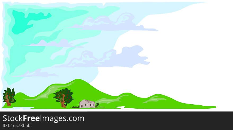 Late Spring Or Summer Landscape Vector Banner