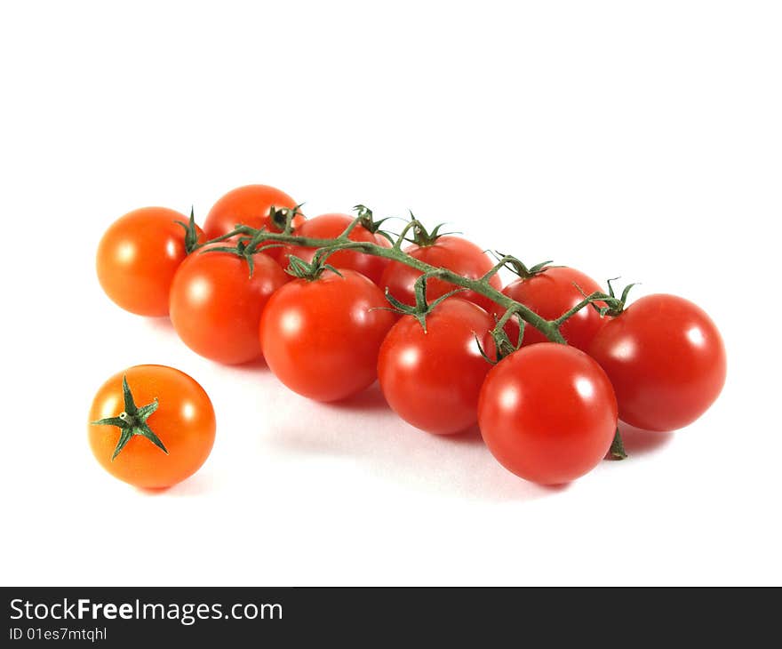 Red tomato isolated on a white background