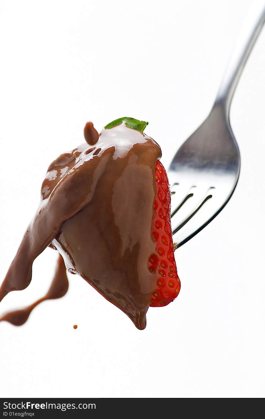 Fresh natural strawberry and chocolate with milk isolated