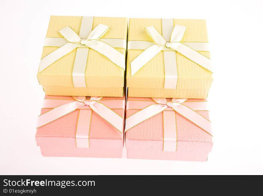 Gift box  with ribbon on white