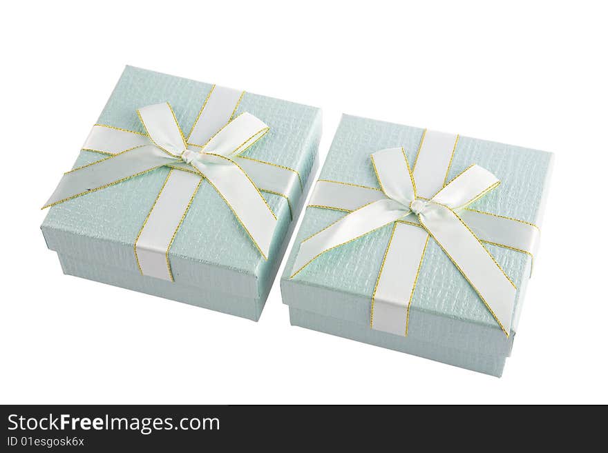 Gift box  with ribbon on white