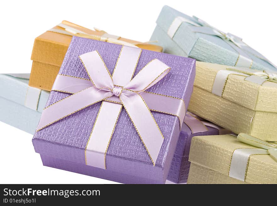 Gift box  with ribbon on white