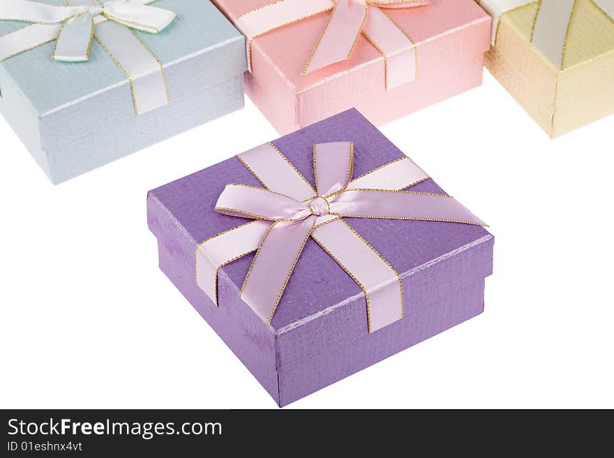 Gift box  with ribbon on white