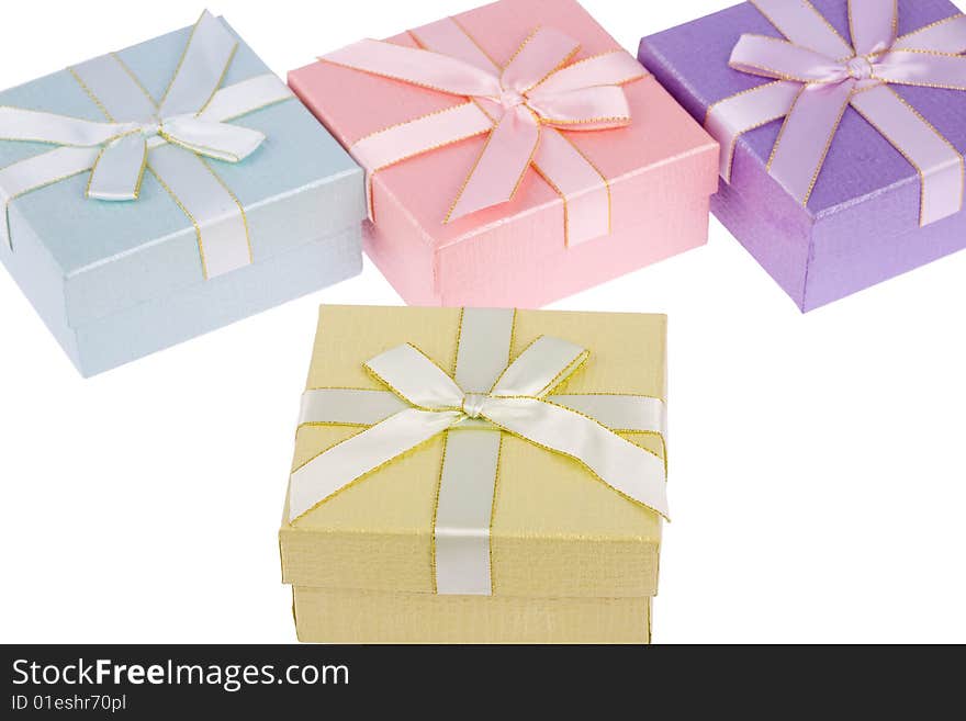 Gift box  with ribbon on white