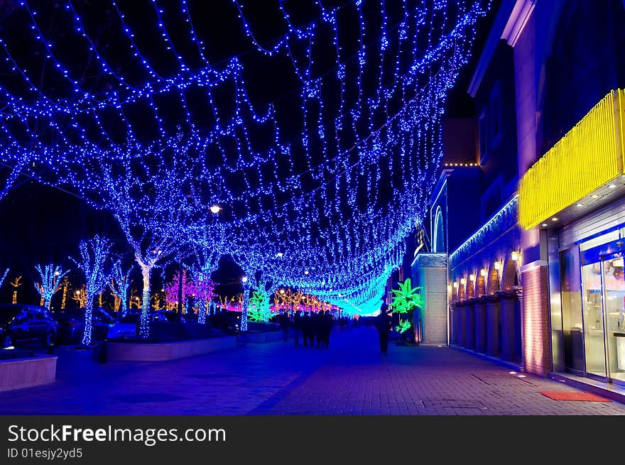 The color night at christmas in beijing