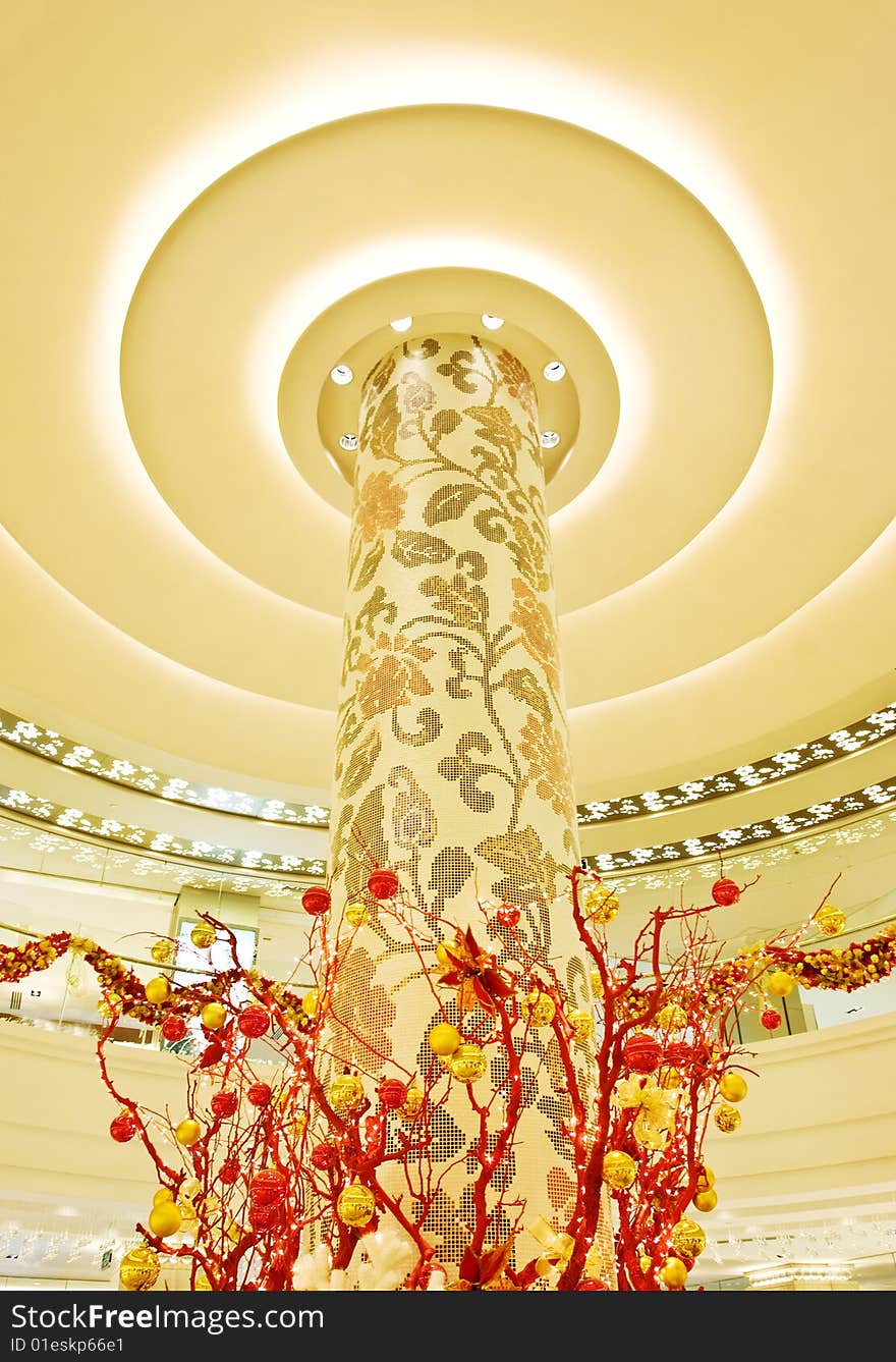 Decorated hall in chinese new year