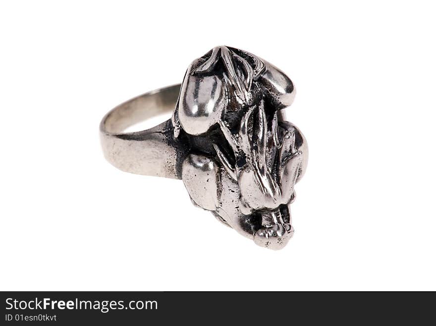 Hand-carved white ring in the context of