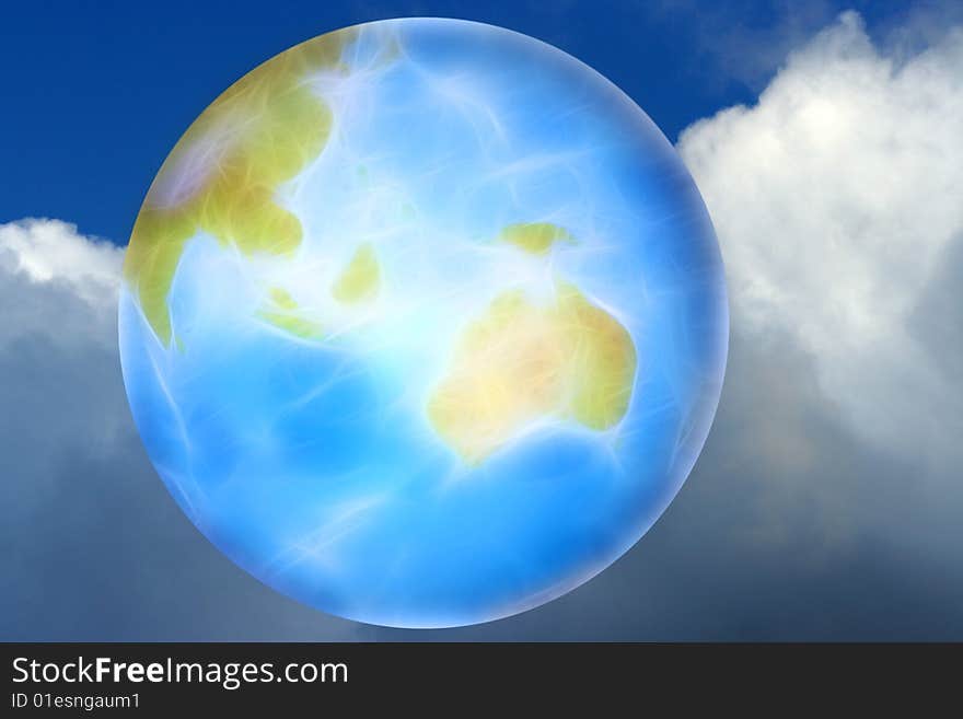 Abstract scene with globe on the background. Abstract scene with globe on the background