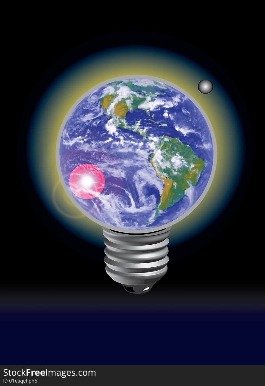 Illustration of lamp with earth inside. Illustration of lamp with earth inside