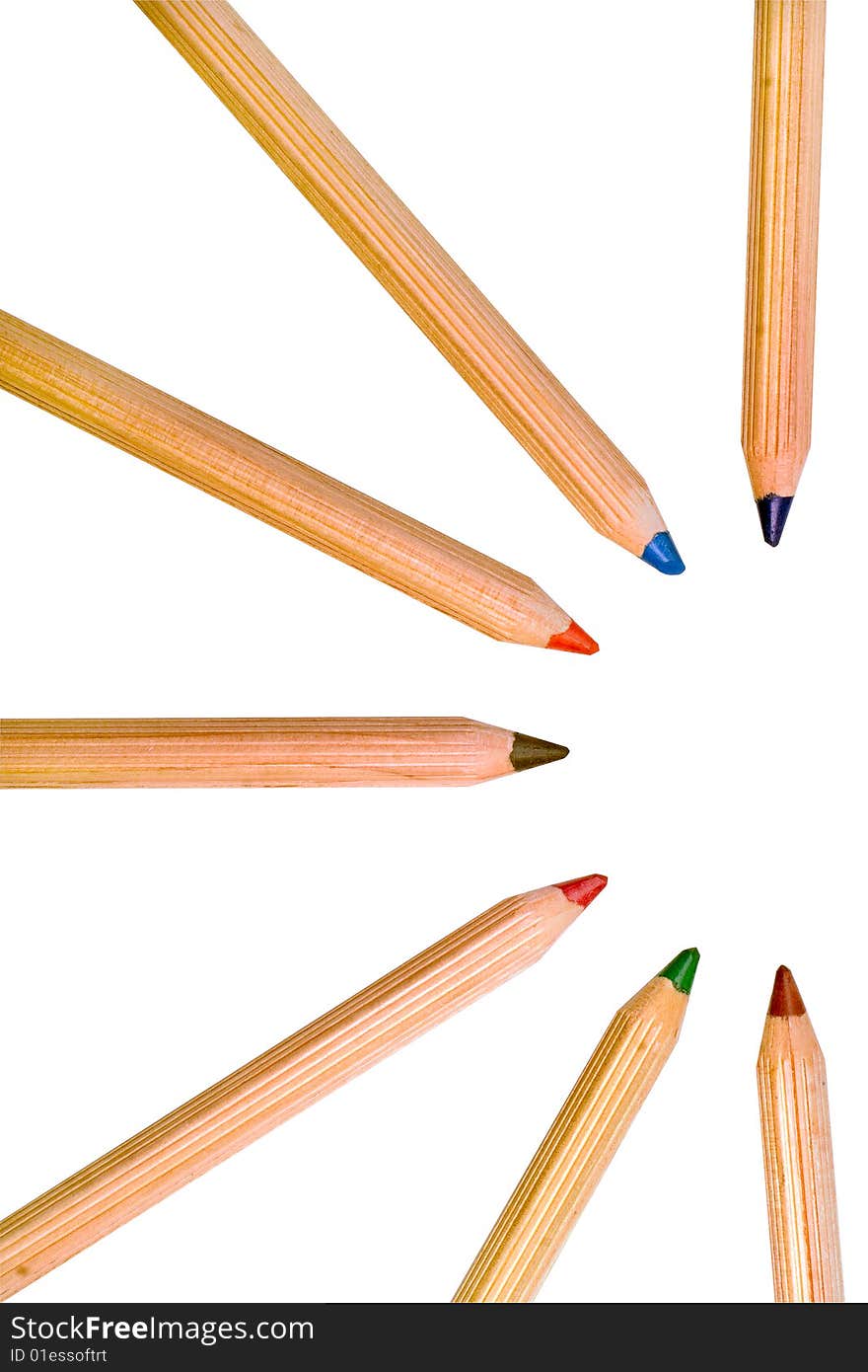 Colored Pencils Isolated Over A White Background