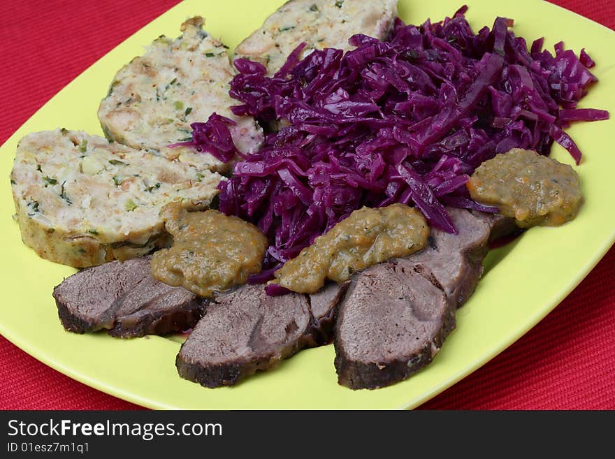 Venison meat with bread