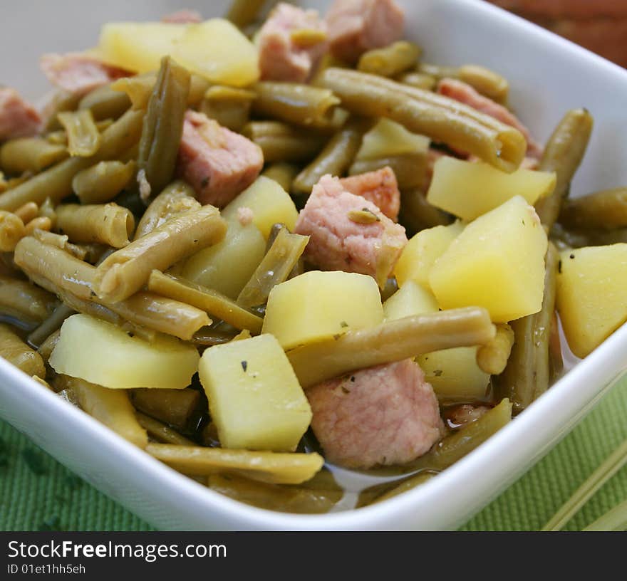 A fresh stew of green beans and potatoes