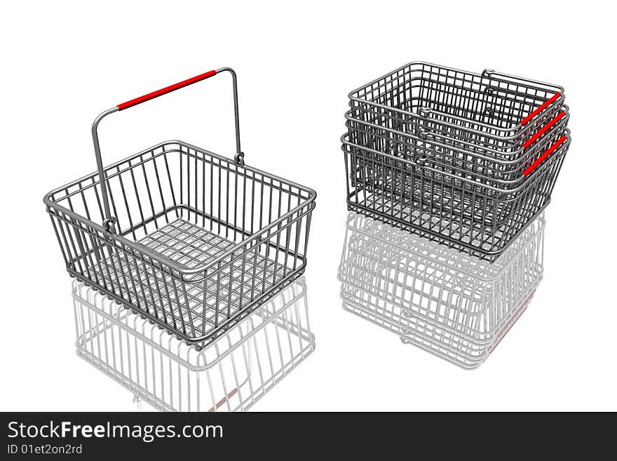 3d baskets isolated in white background