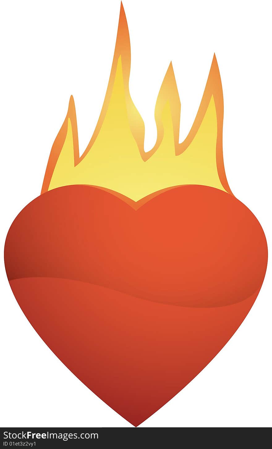 Red heart with flame on its top. Red heart with flame on its top