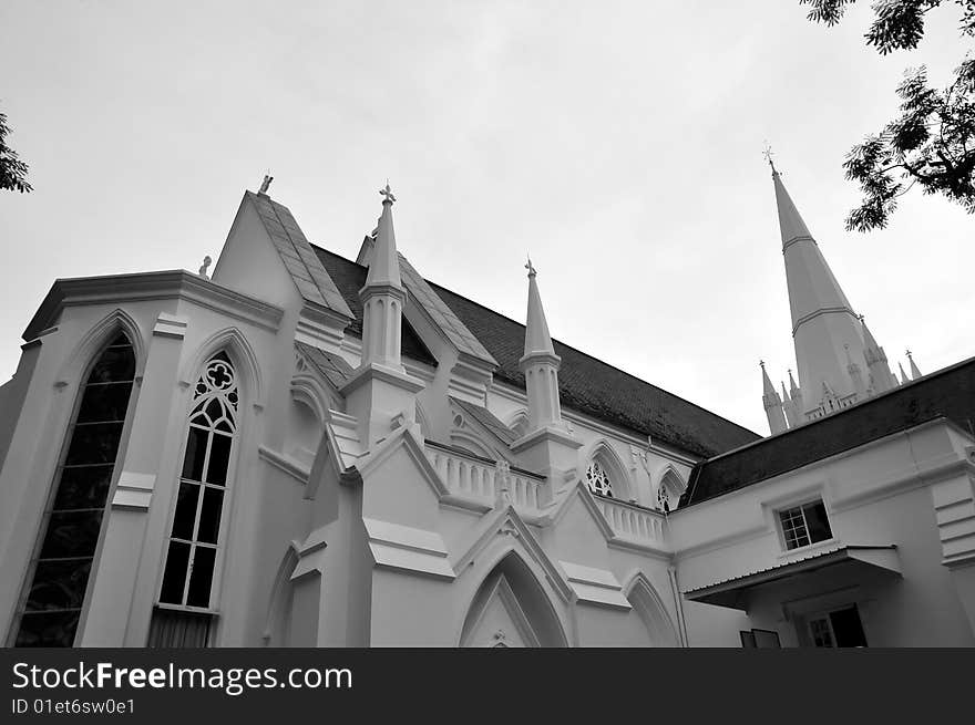 Black and white photo of Saint Andrew's Cathedral