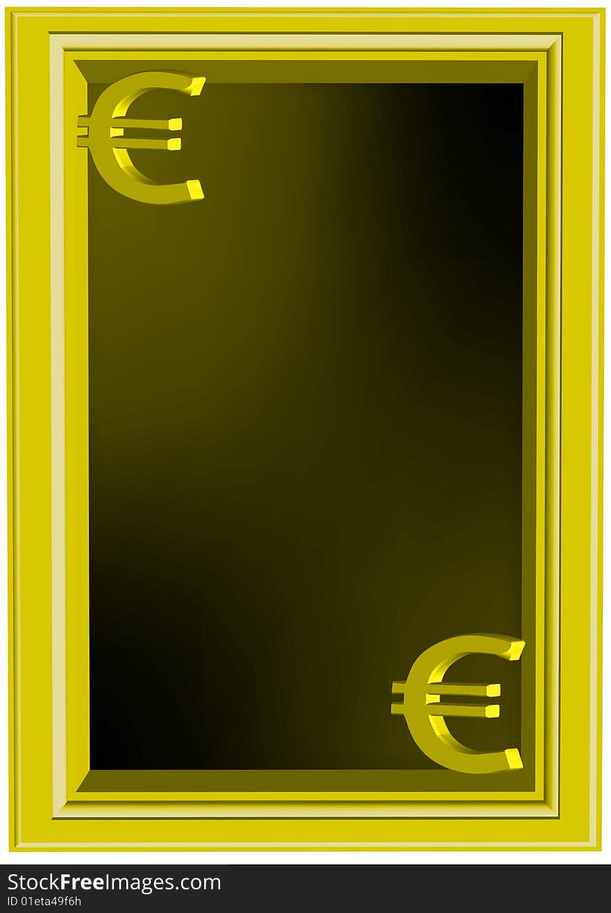 vector Illustration of golden frame with euro sign