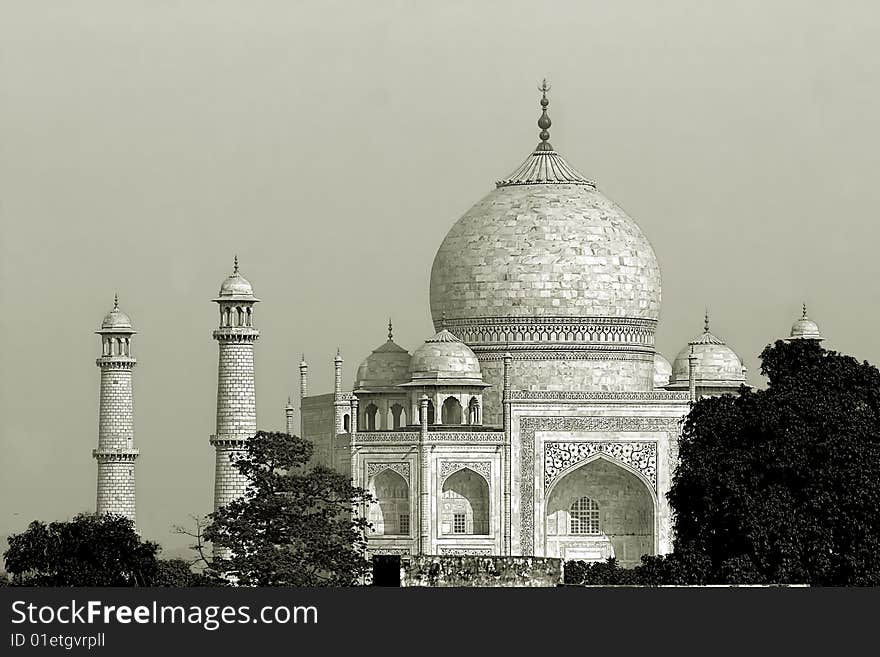 Different view from the beautiful wonder of the world Taj Mahal, Agra, India