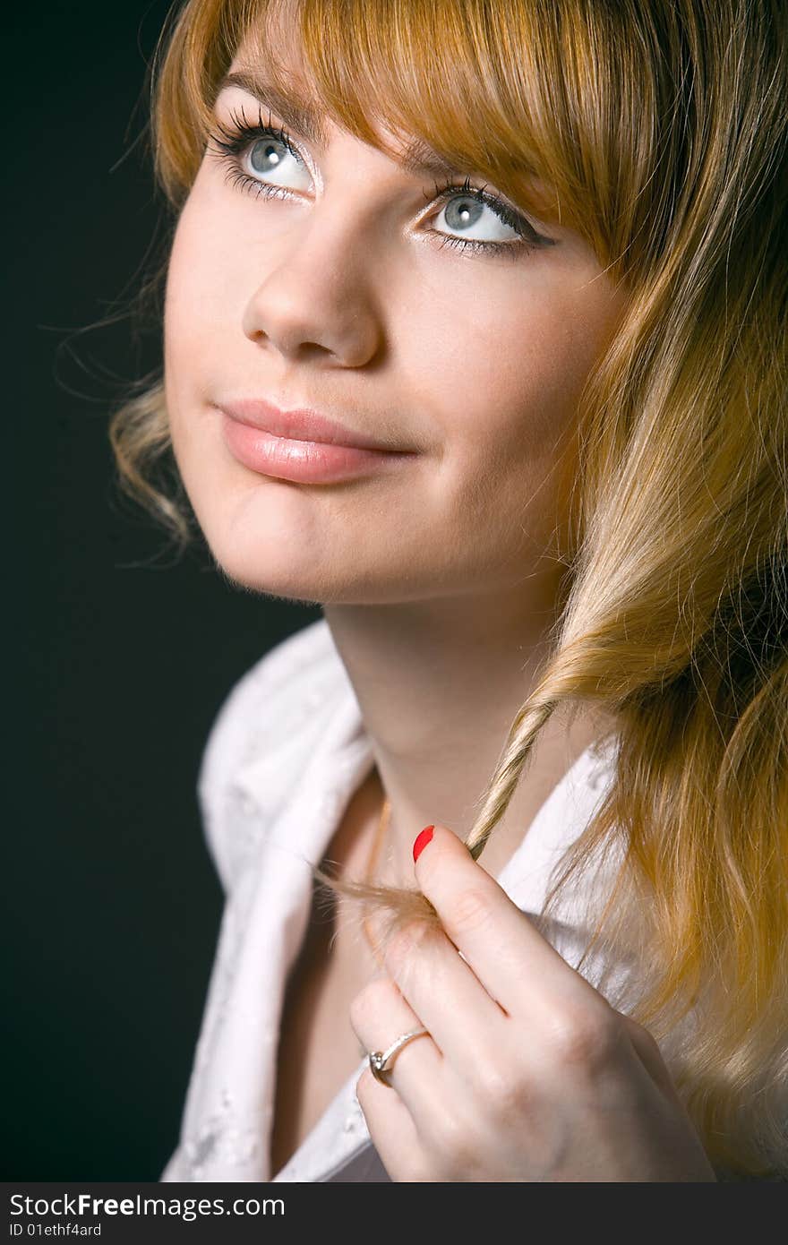 Portrait of young dreaming woman. Portrait of young dreaming woman