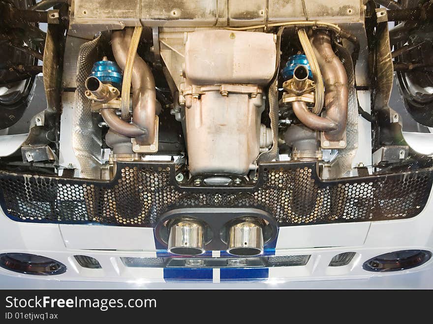 Shot of a sportcar from below. Shot of a sportcar from below