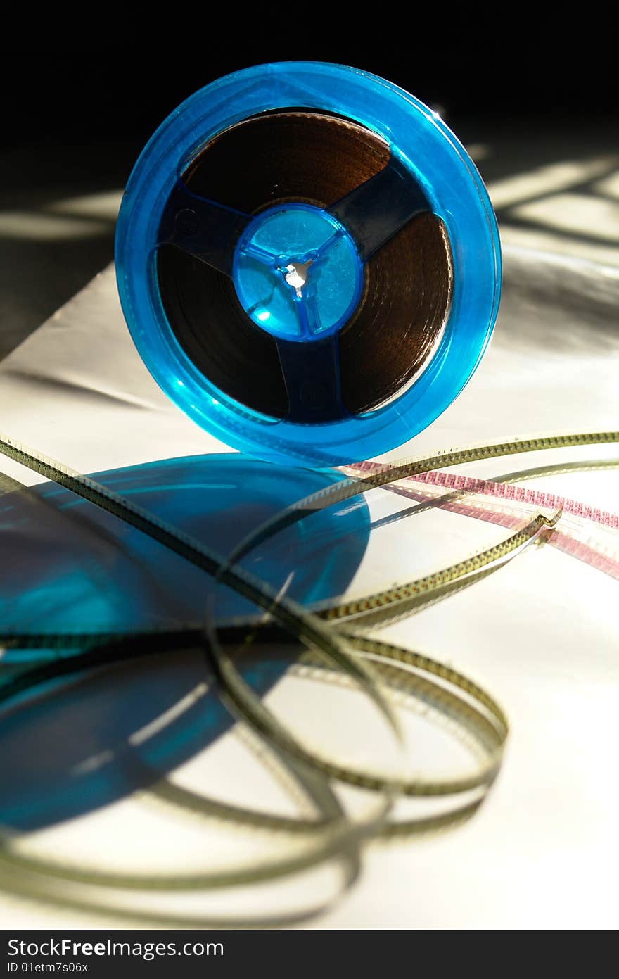 Film reels isolated on black background