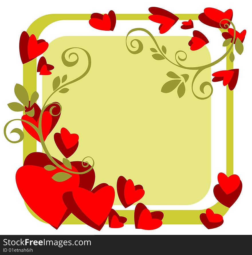 Stylized romantic pattern with hearts and floral curves. Stylized romantic pattern with hearts and floral curves.