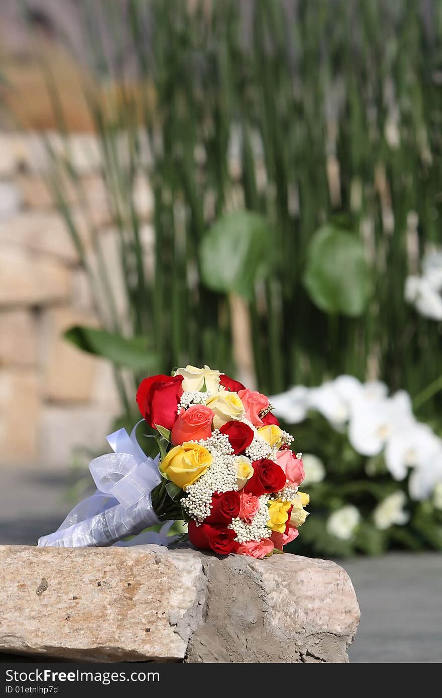 Wedding bouquet at natural background