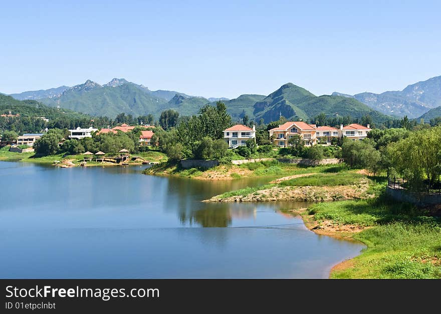 Lake and mountains