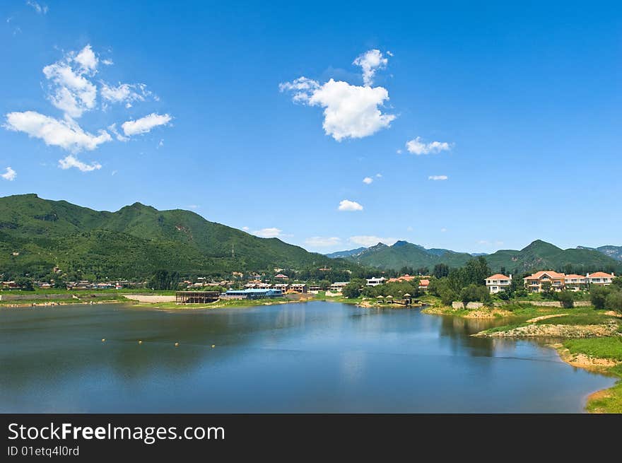 Lake and mountains