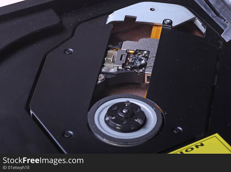 Close up of dvd laser head and optical drive. Close up of dvd laser head and optical drive.