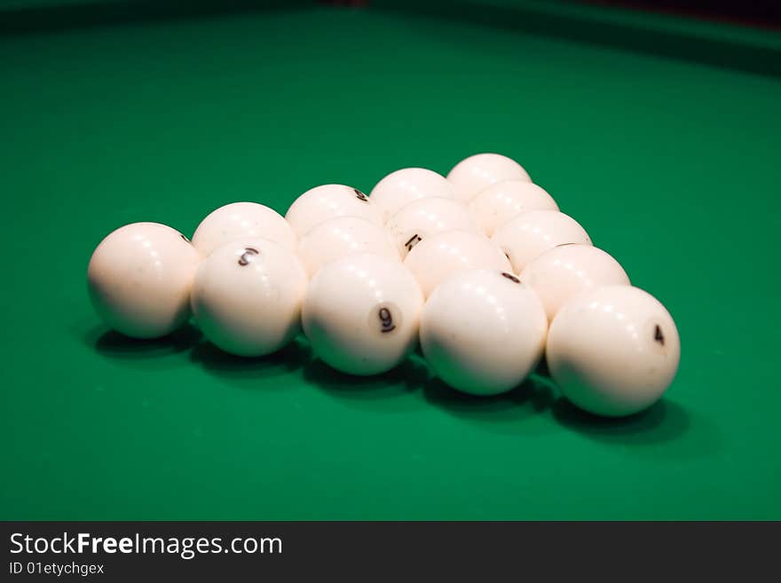 Balls for game in the russian billiards on the table