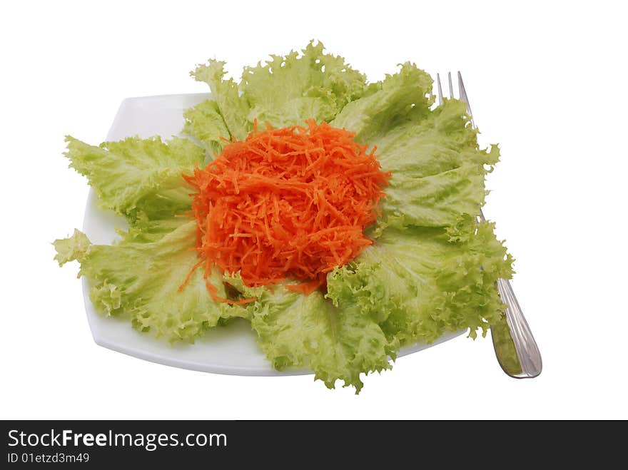 Salad with carrot on plate