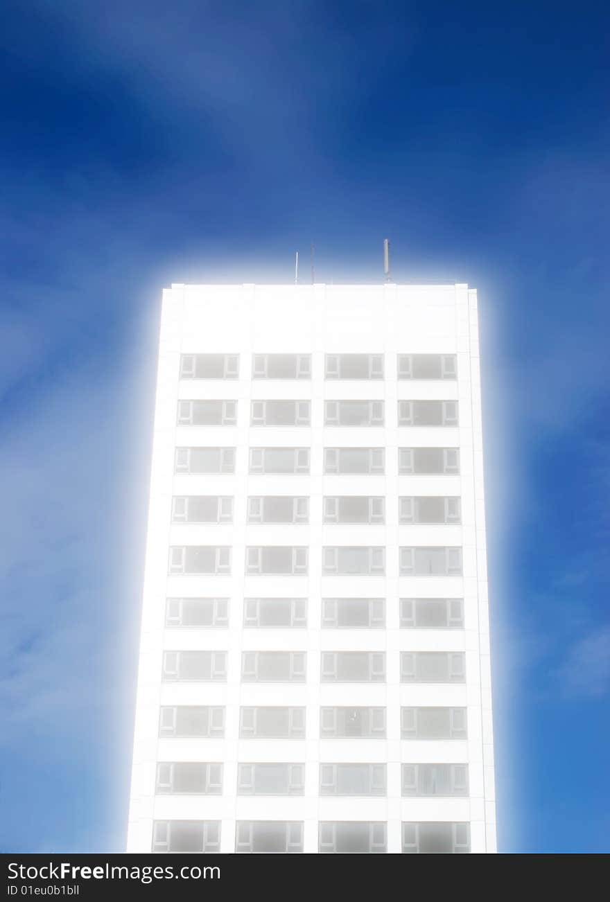 Glow effect applied to city office block. Glow effect applied to city office block