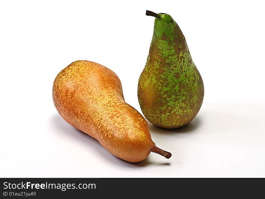 Two fresh pear on white isolated. Two fresh pear on white isolated