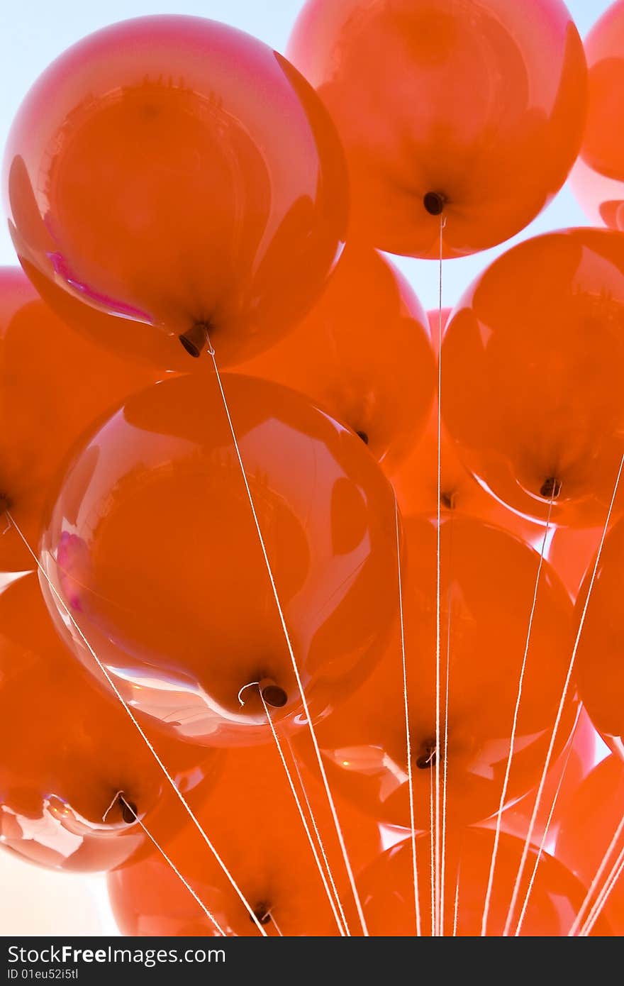 Red balloon, colorful in sport day of local primary school in Thailand.