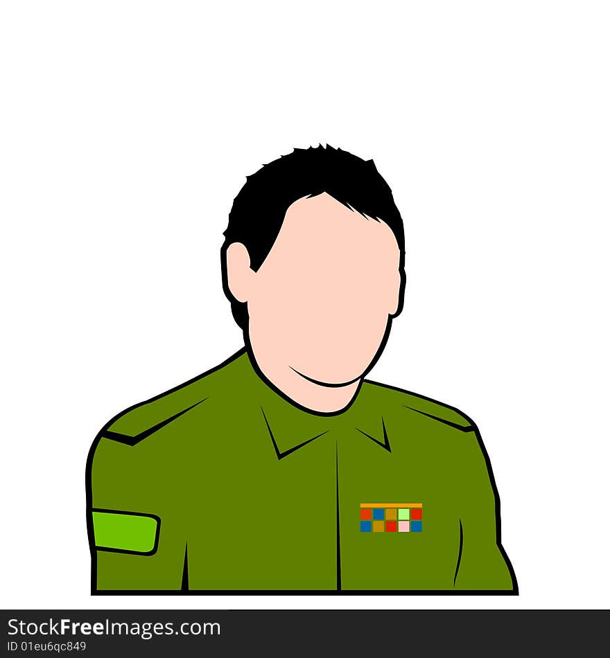 Vector military officer avatar face