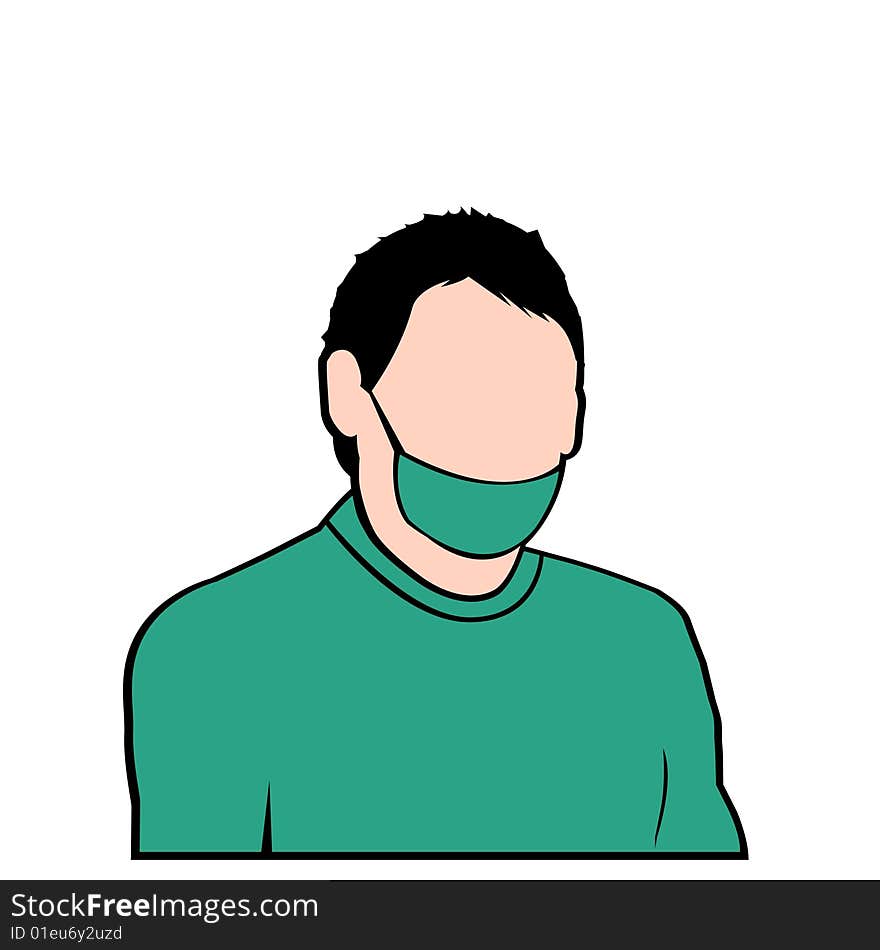 Vectored surgeon with mask and work suit. Vectored surgeon with mask and work suit