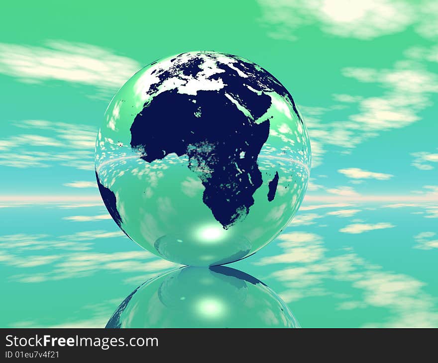 Globe in green background