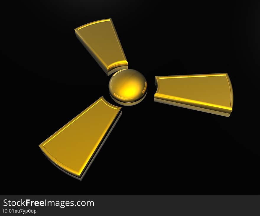 Radioactive sign isolated in black background