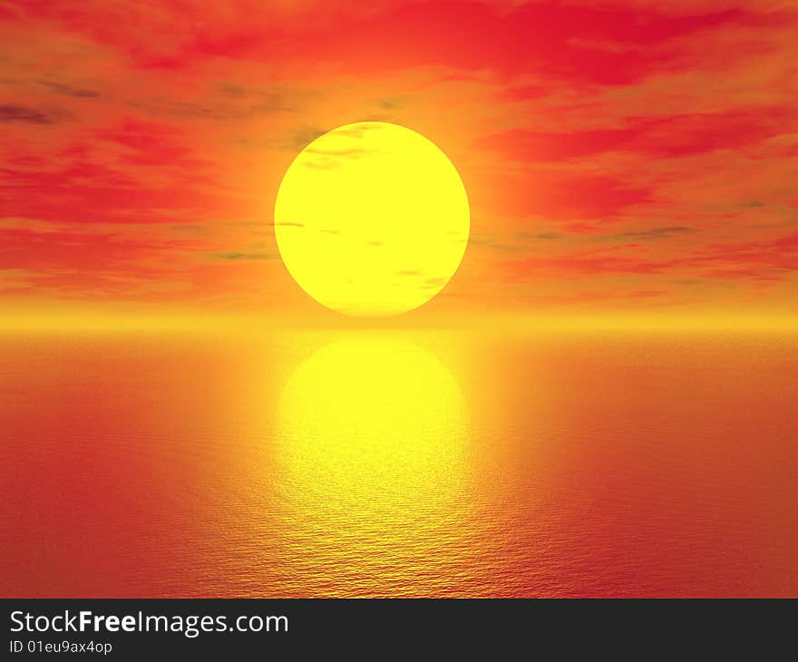 Golden Sunset and red sea