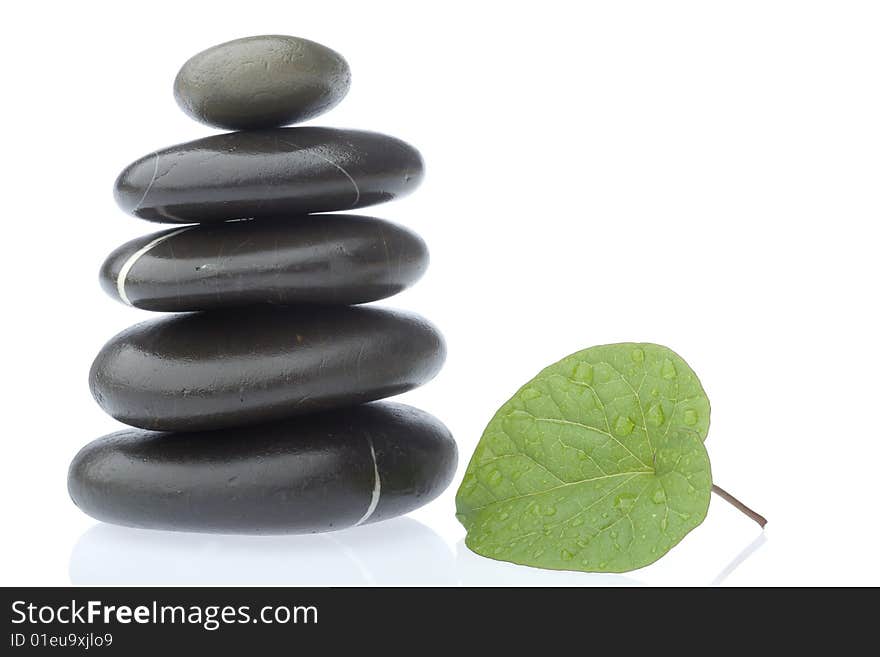 Stone tower on white background