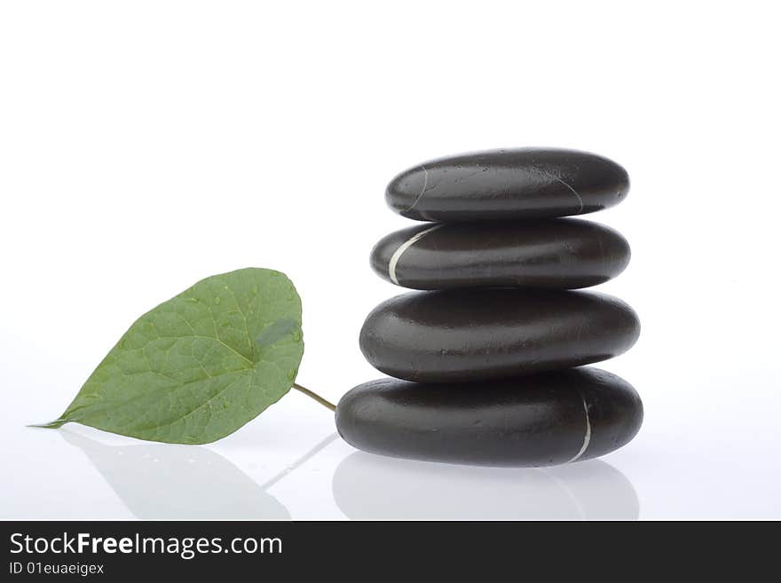 Stone tower on white background